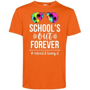 T-shirt Bril School's Out Forever | Geslaagd Cadeau | Afgestudeerd | Diploma | Oranje | maat XL