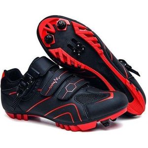 RAMBUX® - Fietsschoenen - MTB Schoenen Heren & Dames - Zwart Rood - SPD Zool - Wielrenschoenen - Klikschoenen - Mountainbike - Racefiets - Maat 47