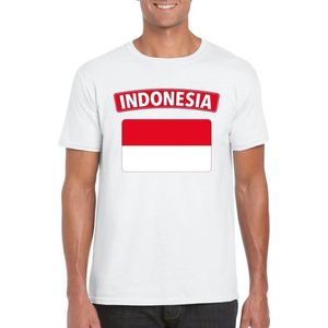 T-shirt met Indonesische vlag wit heren XXL