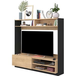 Trasman- TV Meubel TV-meubel Daphne met opklapdeur - 163cm - Bruin; Zwart