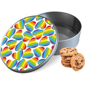 Koektrommel Regenboog Hartjes - Bewaarblik 15x15x5 cm