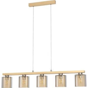 EGLO Castralvo Hanglamp - 5 lichts - E27 - glas - Bruin, grijs