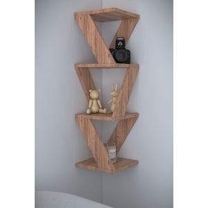 Hoekboekenkast| Hoekplank| Decoratieve Plank| Modern| Licht Walnoot| 85x 22 cm