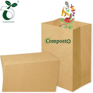 Composto GFT afvalzakken 10L x 80 stuks | 100% Composteerbare afvalzakjes | Biozakken 10 liter | GFT papieren zakken