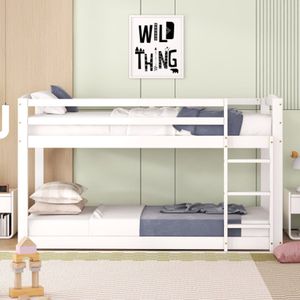 Stapelbed voor kinderen en tieners, kinderbed, frame van massief grenen, eenvoudig te monteren, 90x200cm, wit