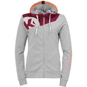 Kempa Core 2.0 Hood Jacket Dames Donker Grijs Melange-Diep Rood Maat 2XL