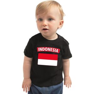 Indonesia baby shirt met vlag zwart jongens en meisjes - Kraamcadeau - Babykleding - Indonesie landen t-shirt 68