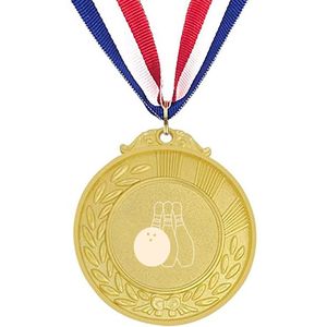Akyol - bowlen medaille goudkleuring - Bowlen - sporters - inclusief kaart - sport cadeau - sporten - leuk kado voor je sporter om te geven -