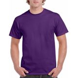 Set van 3x stuks paarse katoenen t-shirts voor heren 100% katoen - zware 200 grams kwaliteit - Basic shirts, maat: L (40/52)