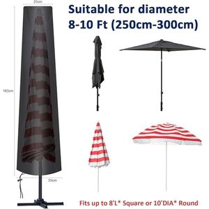 Famanu Beschermhoes voor parasol voor Ø 300 cm, 210D Oxford-weefsel, parasolhoes, zwart, met opbergtas, weerbestendig, uv-bestendig, sneeuwbestendig