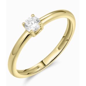 Schitterende 14 Karaat Gouden Ring met Zirkonia 16,00 mm. (maat 50)| Verlovingsring | Aanzoeksring
