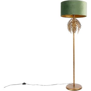 QAZQA botanica - Landelijke Vloerlamp | Staande Lamp met kap - 1 lichts - H 165 cm - Groen - Woonkamer | Slaapkamer