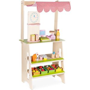 Navaris set speelgoedwinkeltje van hout - Supermarkt voor kinderen vanaf 3 jaar - Montessori speelgoed met accessoires - Voor jongens en meisjes
