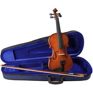 Leonardo LV-1534 viool set 3/4, massief, hardhout fittings, incl. fijnstemmer staartstuk, strijkstok en koffer