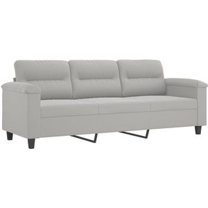 The Living Store Driezitsbank 180 cm microvezelstof lichtgrijs - Drie Zitsbank - Banks Kopen - Salon Meubilair - Lounge Bank - Grijs Sofa