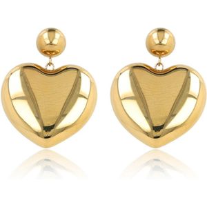 My Bendel Goudkleurige hart oorstekers - Goudkleurige oorstekers hart 12 mm - Met luxe cadeauverpakking