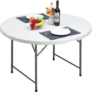Ronde en Vierkante Klaptafel - 122 cm Campingtafel voor Binnen en Buiten