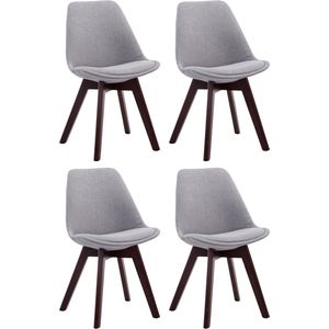 CLP Borneo V2 Set van 4 eetkamerstoelen - Stof grijs walnoot