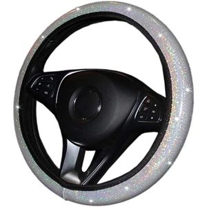 Universele antislip glitter bling bling stuurhoes in glanzend kleurrijk wit voor auto - autodecoratie accessoires voor vrouwen, dames en meisjes