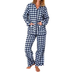 Norman Dames pyjama Flanel - Classic - 46 - Blauw.
