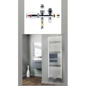 Radiator kraan Midden Aansluitset Recht Chroom M30xM16/2