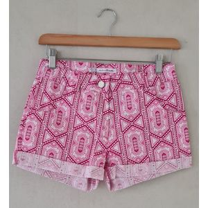 Short meisjes - korte broek - hotpants - katoen - met zakken - roze/rood/wit - maat 158