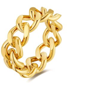 Twice As Nice Ring in goudkleurig edelstaal, dikke gourmet, 6 mm 54