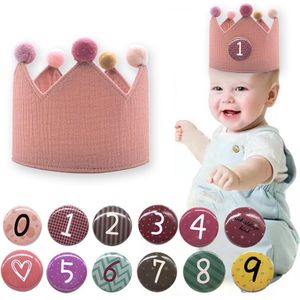 verjaardagskroon-koninklijke kroonvorm met leeftijd naar keuze van 1-9 jaar-Comfortabel Katoen - Elegant Design - Ultiem Comfort-pink