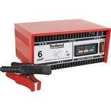 Toolland Acculader 12 V, met overbelastingsbeveiliging en ledstatusweergave, voor motoren, tractoren, personenauto's, bestelwagens en kleine motorboten, robuuste metalen behuizing, rood