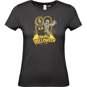 Dames T-shirt Halloween Mummy | Halloween kostuum kind dames heren | verkleedkleren meisje jongen | Zwart | maat XXL
