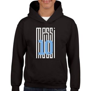 Lionel Messi- Kinder Hoodie - Zwart - Maat 110/116 - Hoodie - leeftijd 5 tot 6 jaar - rugnummer 10 - Cadeau - hoodie Cadeau - voetbal - Zwarte Hoodie