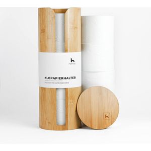 Bamboe toiletpapieropberger met deksel - toiletpapieropberger - reserve toiletrolhouder - toiletrolhouder voor 4 rollen - houten toiletpapierrolopberger