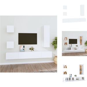 vidaXL Televisiemeubelset - Klassiek Design - Wit - 30.5 x 30 x 30 cm / 30.5 x 30 x 110 cm / 100 x 30 x 30 cm - Kast