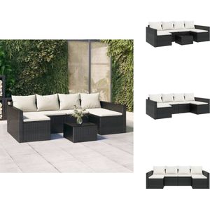 vidaXL Loungeset - Loungesets - Tuinset - Tuinbank - 2-delige Loungeset met kussens poly rattan zwart