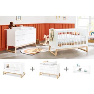 Bridge Baby Starter Set - Kinderkamerset - Meubelset - Veelzijdig ontwerp - Kinderbed: 150x76x94cm, Aankleedeenheid: 146x77x101cm, Plank: 91x15x40cm