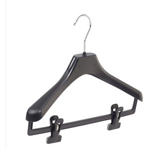 De Kledinghanger Gigant - Mantelhanger - Kostuumhanger - Jassenhanger - Kinderen - LX36 - 20 Stuks - Kunststof - Zwart - Gebogen Model - Schouderverbreding 4,2 cm - Anti-slip Knijpers - 36 cm - Kinderhanger - Kledinghanger - Kleerhanger - LX-Serie