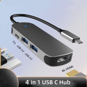 4 in 1 USB C Hub - 4 Poorten - Ultralight USB Splitter - USB C Dock - USB C naar 4K HDMI, USB3.0*1, USB2.0*1, PD 3.0 - Voor MacBook en andere laptops