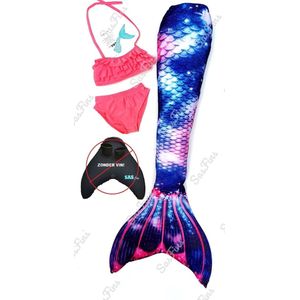 Zeemeermin staart los| Mermaid staart met bikiniset | Purple Stars | maat 140 | Zonder monovin geleverd | Nieuw model 2024!