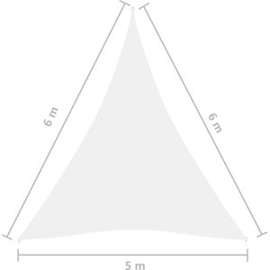 vidaXL - Zonnescherm - driehoekig - 5x6x6 - m - oxford - stof - wit
