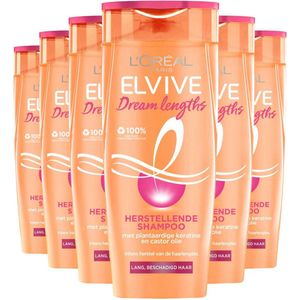 L'Oréal Paris Elvive Dream Lengths - Shampoo met Castorolie en Niacinamide 250ml - Lang en Beschadigd Haar - 6 stuks voordeelverpakking