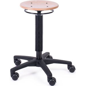 MTM STOELEN - Kruk ODIN 200-N met houten zitting en wielen- zithoogte 46/66 cm - werkkruk voor scholen