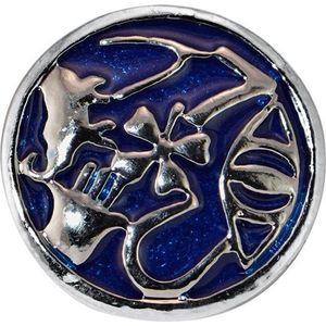 Quiges - Dames Click Button Drukknoop 18mm Ornament Blauw - EBCM066