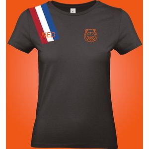 Ek shirt met leeuw NED - zwart - Dames - Korte mouwen - Maat XXL