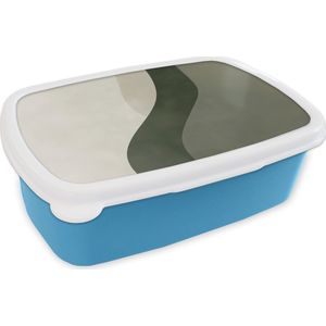 Broodtrommel Blauw - Lunchbox Japandi - Groen - Abstract - Modern - Brooddoos 18x12x6 cm - Brood lunch box - Broodtrommels voor kinderen en volwassenen