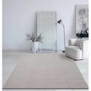Mia's tapijten Taos, afwasbaar tapijt zand, 60 x 110 cm, zacht woonkamer tapijt met antislip onderkant