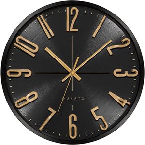 Warminn Wandklok, Stille Moderne 30cm Kwarts Grote Batterijgevoede Wandklok, Gemakkelijk Af te Lezen voor Kamer, Huis, Keuken, Slaapkamer, Kantoor, School (Zwart)