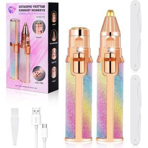 Facial Hair Remover 2 in 1 Elektrische Wenkbrauw Trimmer & Face Hair Remover met Ledlicht