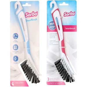Sorbo afwasborstel - smartbrush - roze/blauw - vezelharen