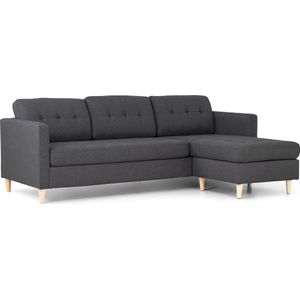 Mars 3-zitsbank met chaise longue links stof donkergrijs.