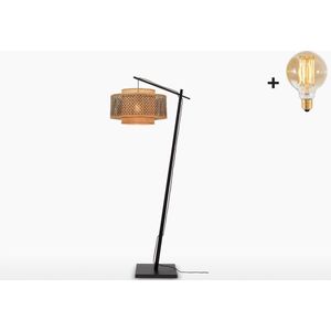 Vloerlamp - BHUTAN - Zwart Bamboe - Large (50x30cm) - h. 176 cm - Met LED-lamp